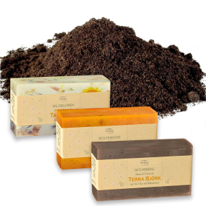 Set Seife mit Samenbanderole und Erde